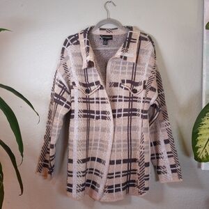 Kempson Plaid Lightweight Front Pocketed Preppy Soft Slouchy Boho Chore Coat